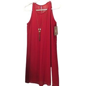 Breyer Burgundy Sleeveless Dress Size Large With Chain Detail Boho Chic Cowgirl